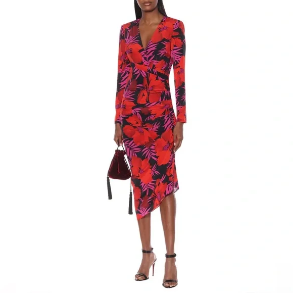 Veronica Beard Alvaro Red Floral Midi Dress ~ Sz 0 - Picture 2 of 7